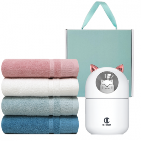 아놀드파마 메쉬40 세면타월 140g+고양이 미니가습기 무드등 세트 #2