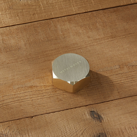 황동 원형 육각 문진/페이퍼웨이트 소품 #6