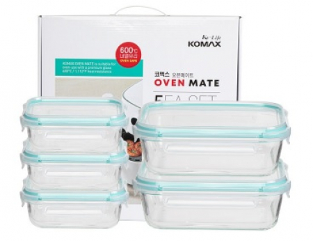 코멕스 오븐메이트 글라스 밀폐용기 직사각 5조 (2호) #2