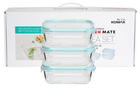코멕스 오븐메이트 글라스 밀폐용기 3조 (2-1호) #2