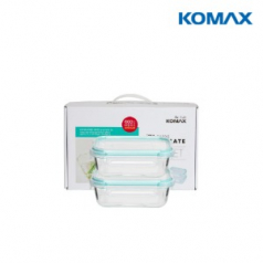 코멕스 오븐메이트 글라스 밀폐용기 직사각 2조 (2-1호)