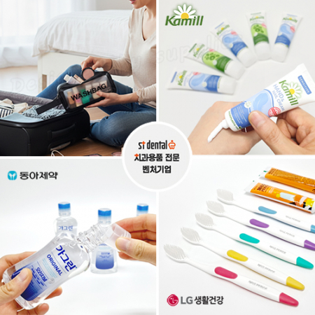 휴대용세면백 2호 M케이스 LG칫솔치약 카밀핸드크림 가그린100ml 여행용세트(쇼핑백포함) #4