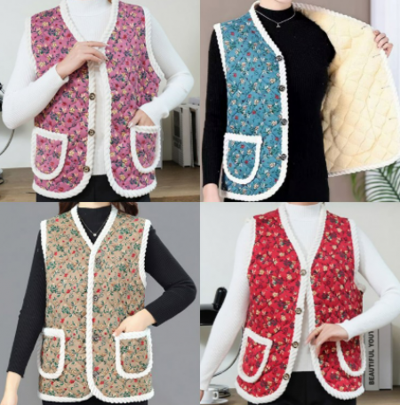 촌캉스 꽃무늬 조끼 따뜻한 극강 융털 겨울 #2