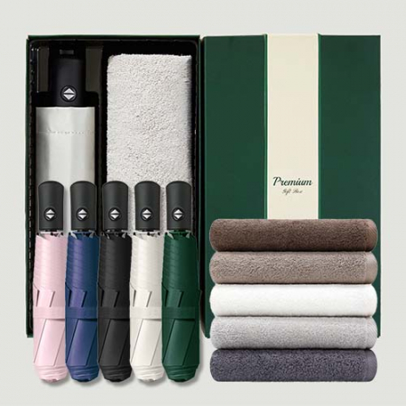 라이트핏 블랙그립 원터치 3단자동 암막양우산+송월타올뉴라이트무지150g 우산타올 선물세트 #2