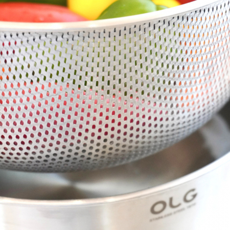 올지 스텐 304 채반 믹싱볼 2단세트 다용도 세척 볼 깊은 주방 보울 #4