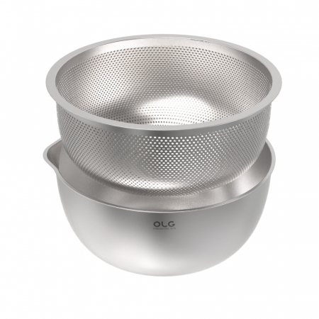 올지 스텐 304 채반 믹싱볼 2단세트 다용도 세척 볼 깊은 주방 보울 #2