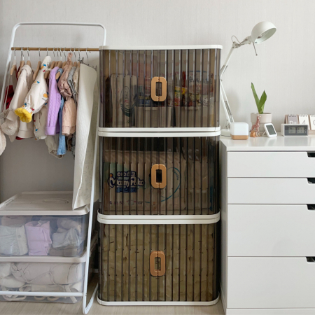 올지 슬라이딩 리빙박스 2개 세트 66리터 투명 플라스틱 옷 장난감 수납함 펜트리 정리함 대형 #7