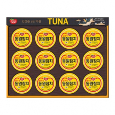 명절선물세트 동원참치 S12호, 라이트 스탠다드 참치 90g 12캔, 쇼핑백 동봉, 박스단위 무료배송