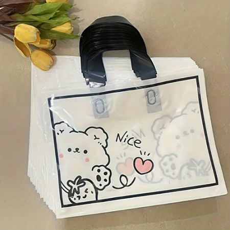 375 50개의 귀여운 곰돌이 무늬 플라스틱 토트 백 #2