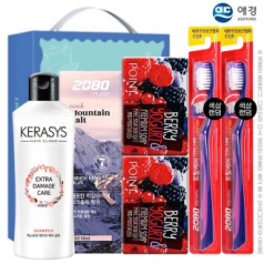 애경 케라시스샴푸180용기 2080히말라야핑크솔트치약 포인트베리비누2P 2080토탈케어칫솔2P(6종)