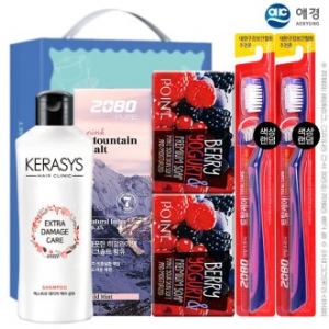 애경 케라시스샴푸180용기 2080히말라야핑크솔트치약 포인트베리비누2P 2080토탈케어칫솔2P(6종)