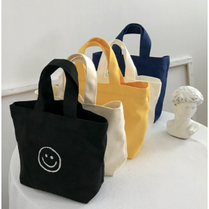 미니 캔버스 스마일 에코백 손가방 보조가방 미니가방 핸드백 다용도 학교 학원 행사