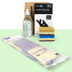 참그린 주방세제 280ml + 투톤 고무장갑 + 니트릴장갑20매 + 떡수세미2개 + 끈케이스