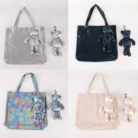 B155 곰돌이 접이식 에코백 바쿠백 시장가방 장바구니 보조 가방 인쇄 답례품 주문제작 #2