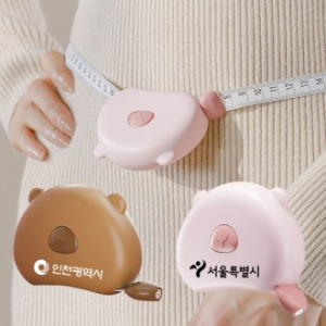 곰돌이 다이어트 줄자 1.5m 허리 인치 피팅 자동감김 양면 미니