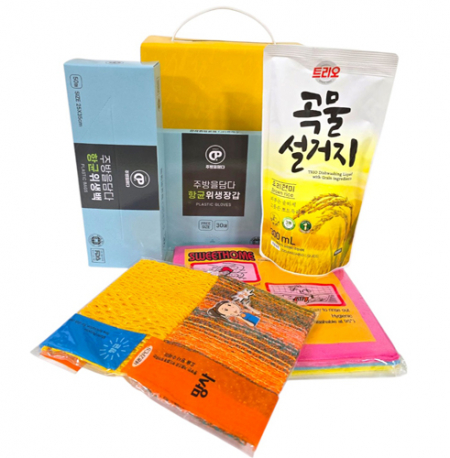 주방을담다  항균위생백선물세트 독일행주3p 망사수세미2p 주방세제 #2