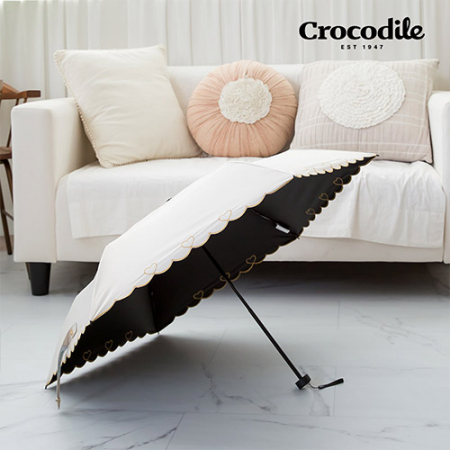 크로커다일 3단 하트포인트 자수 슬림 암막 우양산 #5