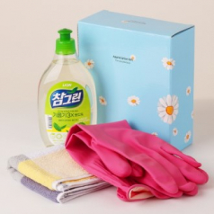 참그린 500g 스마일격자 주방타월 고무장갑 3종 세트