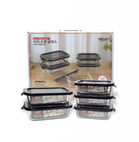 주방을담다 이지오븐 유리밀폐용기 직사각5조 유리용기 #2