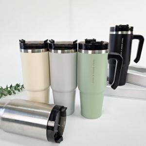 디지지 파스텔 빨대 손잡이 스텐 텀블러 900ml