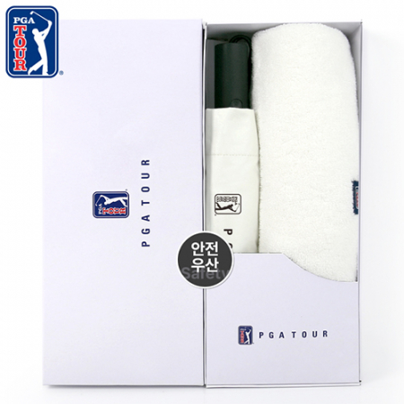 PGA 3단 완전자동 암막 세이프티 우양산+260g코마사타올세트 #2