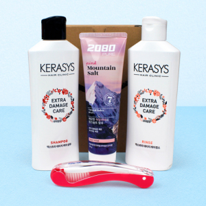 캐라시스 샴푸+린스+2080  핑크솔트  치약 120g+고급형 접이식 칫솔