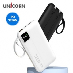 유니콘 PB-10KM 대용량 C타입+8핀 일체형 PD22.5W PD3.0 QC3.0 초고속 충전 10000mAh 보조배터리