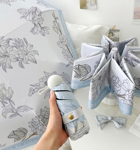 5단 접이식 초소형 꽃무늬 패턴 암막 양우산 #2