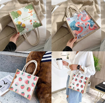 프린팅 캔버스 라탄백 미니백 핸드백 토드백 #2