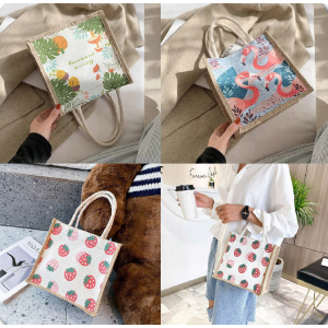 프린팅 캔버스 라탄백 미니백 핸드백 토드백