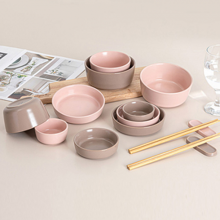 퀸나 라운드 홈 14P세트 2인 핑크+그레이 #2