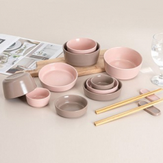 퀸나 라운드 홈 14P세트 2인 핑크+그레이