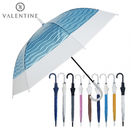 발렌타인 포에 60x8 자동 FRP 물결 투명 비닐 곡자 장우산 #2