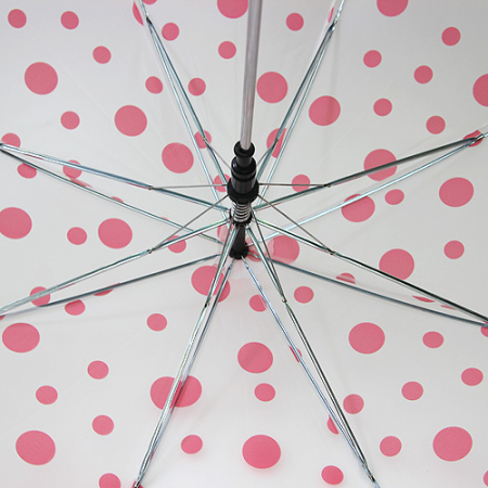 발렌타인 POE 55x8 자동 반투명 비닐 땡땡이 곡자 장우산 #7