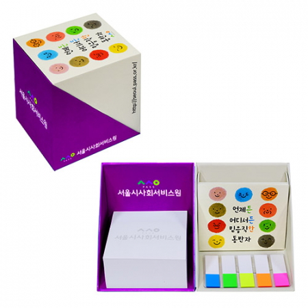 큐브박스 점착메모함+손톱필름지(20매)-자석없음 #3