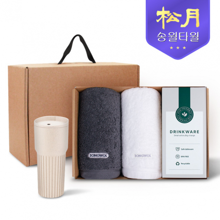 송월타올 리빙 기프트세트 22 40수 포인트 타올200g 2P + 커피텀블러709ml 1P #2