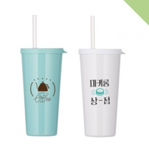 심플빨대컵 민트, 화이트 670ml
