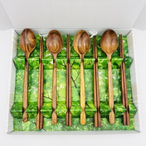 티크원목 옻칠 수저세트 4set