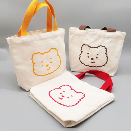 B098 뽀글이 베어 에코백 캔버스백 답례품 행사 단체 선물 인쇄 주문제작 미니 가방 #3