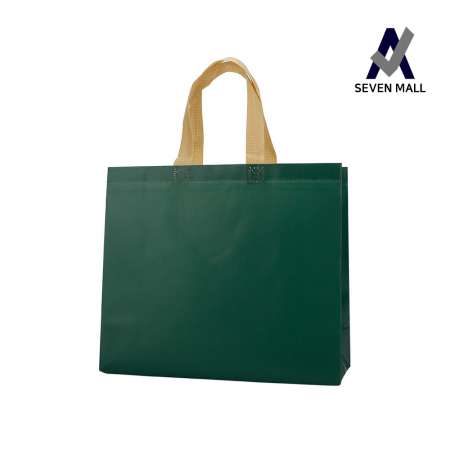 세븐몰 단색 코팅 부직포 가방 그린 [대]44x33x11cm #3