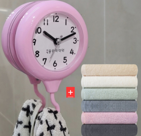 송월타올+수건걸이 욕실 방수시계 #2