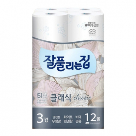 미래생활 잘풀리는집 클래식 3겹데코 27m 12롤 두루마리 휴지 #3