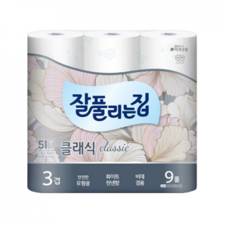 미래생활 잘풀리는집 클래식 3겹데코 27m 9롤 두루마리 휴지 #4