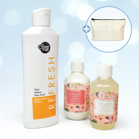 애경 바디워시+부케가르니 샴푸 100ml+트리트먼트 100ml+에코파우치 #3