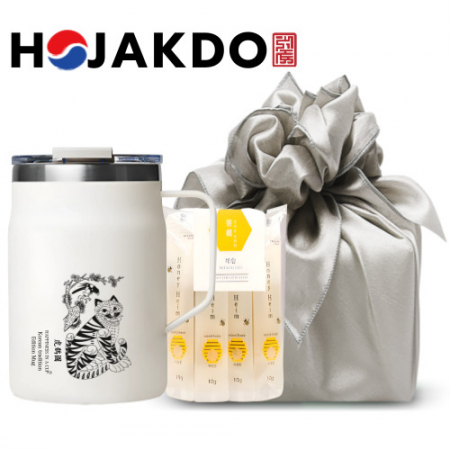 한국전통 호작도 머그컵 독도보틀 480ml  사양 벌꿀스틱 보자기 포장 #4