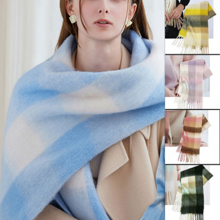 마하 무지/체크 머플러 #3