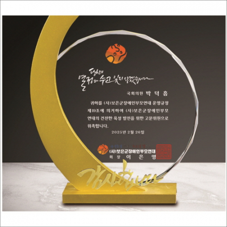 금속 화이트 양각 크리스탈 상패 #5
