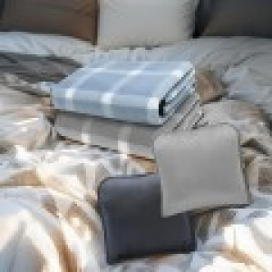 미니멀 라인 미니 담요 벨벳 쿠션 세트