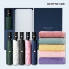 코튼클라우드 호텔수건 40수 200g 1P + UV차단 완전자동 심플온 암막 3단 양우산 세트