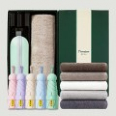 초경량 동글손잡이 캡슐5단 암막양우산+송월타올뉴라이트무지150g 우산타올 선물세트